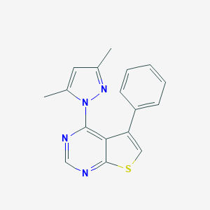 molecular formula C17H14N4S B511735 4-(3,5-dimethyl-1H-pyrazol-1-yl)-5-phenylthieno[2,3-d]pyrimidine CAS No. 182199-87-7
