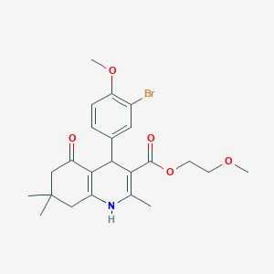 molecular formula C23H28BrNO5 B5117400 2-methoxyethyl 4-(3-bromo-4-methoxyphenyl)-2,7,7-trimethyl-5-oxo-1,4,5,6,7,8-hexahydro-3-quinolinecarboxylate 