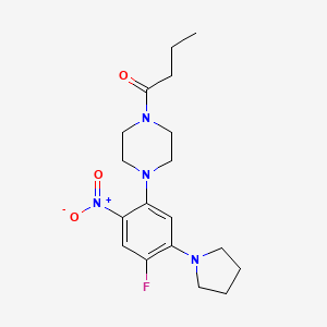 molecular formula C18H25FN4O3 B5117415 1-butyryl-4-[4-fluoro-2-nitro-5-(1-pyrrolidinyl)phenyl]piperazine 
