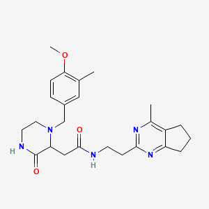 molecular formula C25H33N5O3 B5117467 2-[1-(4-methoxy-3-methylbenzyl)-3-oxo-2-piperazinyl]-N-[2-(4-methyl-6,7-dihydro-5H-cyclopenta[d]pyrimidin-2-yl)ethyl]acetamide 
