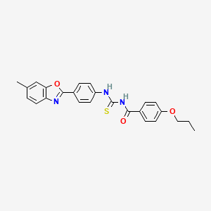 molecular formula C25H23N3O3S B5117490 N-({[4-(6-methyl-1,3-benzoxazol-2-yl)phenyl]amino}carbonothioyl)-4-propoxybenzamide 