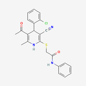 molecular formula C23H20ClN3O2S B5117552 2-{[5-acetyl-4-(2-chlorophenyl)-3-cyano-6-methyl-1,4-dihydro-2-pyridinyl]thio}-N-phenylacetamide 