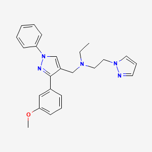molecular formula C24H27N5O B5117589 N-ethyl-N-{[3-(3-methoxyphenyl)-1-phenyl-1H-pyrazol-4-yl]methyl}-2-(1H-pyrazol-1-yl)ethanamine 