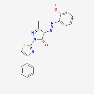 molecular formula C20H17N5O2S B5117630 4-[(2-hydroxyphenyl)diazenyl]-5-methyl-2-[4-(4-methylphenyl)-1,3-thiazol-2-yl]-2,4-dihydro-3H-pyrazol-3-one 