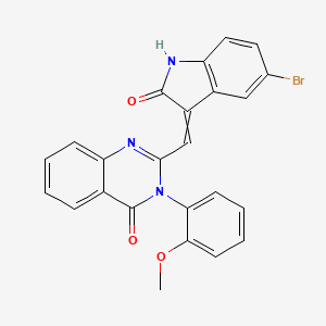 2-[(5-bromo-2-oxo-1,2-dihydro-3H-indol-3-ylidene)methyl]-3-(2-methoxyphenyl)-4(3H)-quinazolinone