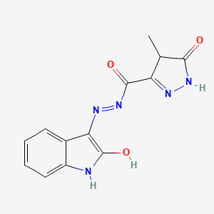 molecular formula C13H11N5O3 B5117672 4-methyl-5-oxo-N'-(2-oxo-1,2-dihydro-3H-indol-3-ylidene)-4,5-dihydro-1H-pyrazole-3-carbohydrazide 