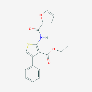 molecular formula C18H15NO4S B511768 2-[(Furan-2-carbonyl)-amino]-4-phenyl-thiophene-3-carboxylic acid ethyl ester CAS No. 299419-81-1