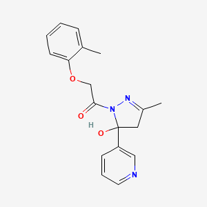 molecular formula C18H19N3O3 B5117733 3-methyl-1-[(2-methylphenoxy)acetyl]-5-(3-pyridinyl)-4,5-dihydro-1H-pyrazol-5-ol 