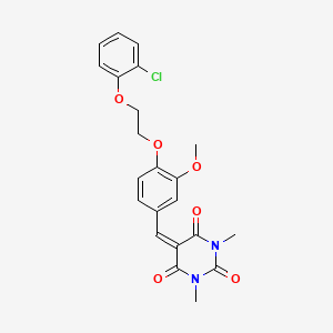 molecular formula C22H21ClN2O6 B5117740 5-{4-[2-(2-chlorophenoxy)ethoxy]-3-methoxybenzylidene}-1,3-dimethyl-2,4,6(1H,3H,5H)-pyrimidinetrione 