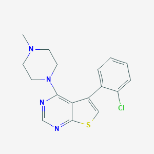 molecular formula C17H17ClN4S B511775 1-[5-(2-Chlorophenyl)thieno[2,3-d]pyrimidin-4-yl]-4-methylpiperazine CAS No. 496026-35-8