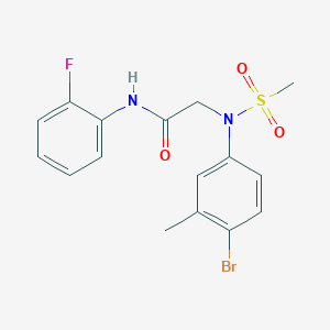 molecular formula C16H16BrFN2O3S B5117772 N~2~-(4-bromo-3-methylphenyl)-N~1~-(2-fluorophenyl)-N~2~-(methylsulfonyl)glycinamide 