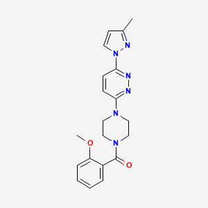 molecular formula C20H22N6O2 B5117819 3-[4-(2-methoxybenzoyl)-1-piperazinyl]-6-(3-methyl-1H-pyrazol-1-yl)pyridazine 