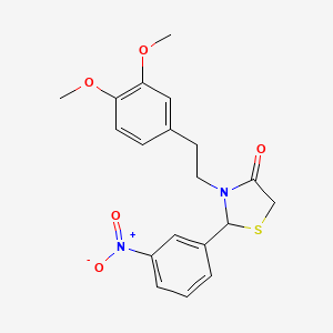 molecular formula C19H20N2O5S B5117839 3-[2-(3,4-dimethoxyphenyl)ethyl]-2-(3-nitrophenyl)-1,3-thiazolidin-4-one 