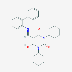 5-[(2-biphenylylamino)methylene]-1,3-dicyclohexyl-2,4,6(1H,3H,5H)-pyrimidinetrione