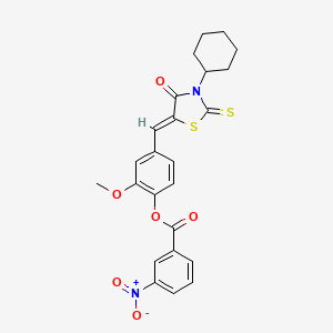 molecular formula C24H22N2O6S2 B5117843 4-[(3-cyclohexyl-4-oxo-2-thioxo-1,3-thiazolidin-5-ylidene)methyl]-2-methoxyphenyl 3-nitrobenzoate 