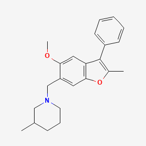 molecular formula C23H27NO2 B5117960 1-[(5-methoxy-2-methyl-3-phenyl-1-benzofuran-6-yl)methyl]-3-methylpiperidine 