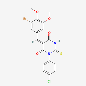 molecular formula C19H14BrClN2O4S B5118186 5-(3-bromo-4,5-dimethoxybenzylidene)-1-(4-chlorophenyl)-2-thioxodihydro-4,6(1H,5H)-pyrimidinedione 