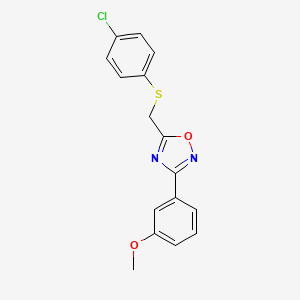 molecular formula C16H13ClN2O2S B5118234 5-{[(4-chlorophenyl)thio]methyl}-3-(3-methoxyphenyl)-1,2,4-oxadiazole 