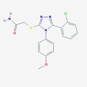 molecular formula C17H15ClN4O2S B511827 2-[[5-(2-Chlorophenyl)-4-(4-methoxyphenyl)-1,2,4-triazol-3-yl]sulfanyl]acetamide CAS No. 733795-57-8