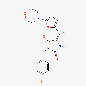 molecular formula C19H18BrN3O4 B5118314 3-(4-bromobenzyl)-5-{[5-(4-morpholinyl)-2-furyl]methylene}-2,4-imidazolidinedione 