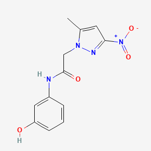 molecular formula C12H12N4O4 B5118321 N-(3-hydroxyphenyl)-2-(5-methyl-3-nitro-1H-pyrazol-1-yl)acetamide 