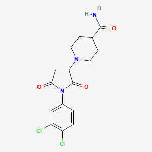 molecular formula C16H17Cl2N3O3 B5118359 1-[1-(3,4-dichlorophenyl)-2,5-dioxo-3-pyrrolidinyl]-4-piperidinecarboxamide 