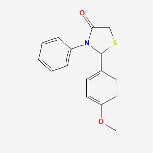 molecular formula C16H15NO2S B5118384 2-(4-methoxyphenyl)-3-phenyl-1,3-thiazolidin-4-one CAS No. 65655-83-6
