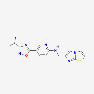 molecular formula C16H16N6OS B5118410 N-(imidazo[2,1-b][1,3]thiazol-6-ylmethyl)-5-(3-isopropyl-1,2,4-oxadiazol-5-yl)-2-pyridinamine 