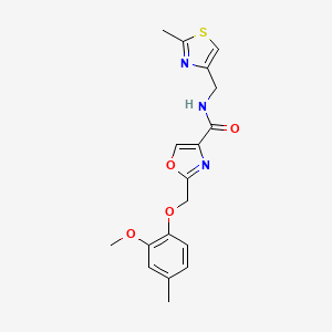 molecular formula C18H19N3O4S B5118431 2-[(2-methoxy-4-methylphenoxy)methyl]-N-[(2-methyl-1,3-thiazol-4-yl)methyl]-1,3-oxazole-4-carboxamide 