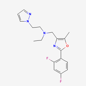 molecular formula C18H20F2N4O B5118437 N-{[2-(2,4-difluorophenyl)-5-methyl-1,3-oxazol-4-yl]methyl}-N-ethyl-2-(1H-pyrazol-1-yl)ethanamine 