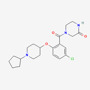 4-{5-chloro-2-[(1-cyclopentyl-4-piperidinyl)oxy]benzoyl}-2-piperazinone