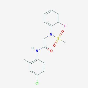 molecular formula C16H16ClFN2O3S B5118523 N~1~-(4-chloro-2-methylphenyl)-N~2~-(2-fluorophenyl)-N~2~-(methylsulfonyl)glycinamide 