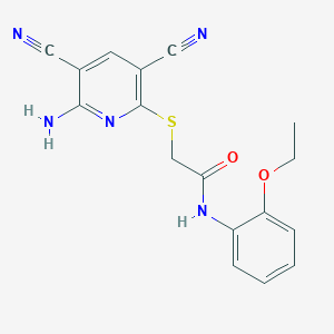 molecular formula C17H15N5O2S B5118538 2-[(6-amino-3,5-dicyano-2-pyridinyl)thio]-N-(2-ethoxyphenyl)acetamide 