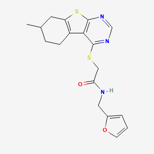 molecular formula C18H19N3O2S2 B5118560 N-(2-furylmethyl)-2-[(7-methyl-5,6,7,8-tetrahydro[1]benzothieno[2,3-d]pyrimidin-4-yl)thio]acetamide 