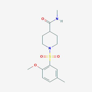 molecular formula C15H22N2O4S B5118589 1-[(2-methoxy-5-methylphenyl)sulfonyl]-N-methyl-4-piperidinecarboxamide 