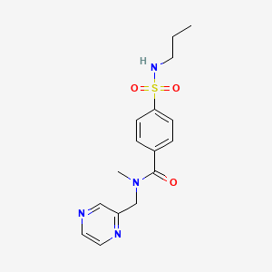 molecular formula C16H20N4O3S B5118646 N-methyl-4-[(propylamino)sulfonyl]-N-(2-pyrazinylmethyl)benzamide 