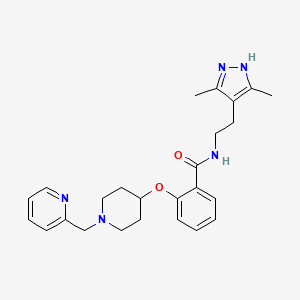 molecular formula C25H31N5O2 B5118666 N-[2-(3,5-dimethyl-1H-pyrazol-4-yl)ethyl]-2-{[1-(2-pyridinylmethyl)-4-piperidinyl]oxy}benzamide 