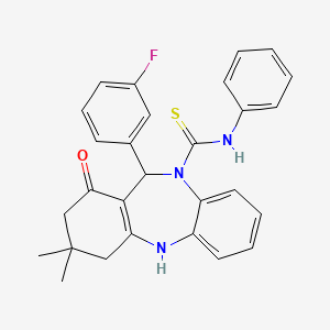 molecular formula C28H26FN3OS B5118718 11-(3-fluorophenyl)-3,3-dimethyl-1-oxo-N-phenyl-1,2,3,4,5,11-hexahydro-10H-dibenzo[b,e][1,4]diazepine-10-carbothioamide 