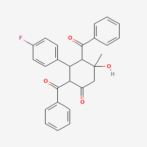 molecular formula C27H23FO4 B5118744 2,4-dibenzoyl-3-(4-fluorophenyl)-5-hydroxy-5-methylcyclohexanone 