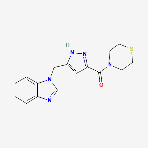 molecular formula C17H19N5OS B5118754 2-methyl-1-{[3-(4-thiomorpholinylcarbonyl)-1H-pyrazol-5-yl]methyl}-1H-benzimidazole 