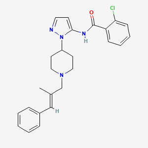 molecular formula C25H27ClN4O B5118883 2-chloro-N-(1-{1-[(2E)-2-methyl-3-phenyl-2-propen-1-yl]-4-piperidinyl}-1H-pyrazol-5-yl)benzamide 