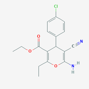 ethyl 6-amino-4-(4-chlorophenyl)-5-cyano-2-ethyl-4H-pyran-3-carboxylate