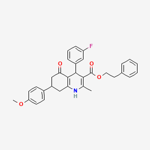 molecular formula C32H30FNO4 B5118892 2-phenylethyl 4-(3-fluorophenyl)-7-(4-methoxyphenyl)-2-methyl-5-oxo-1,4,5,6,7,8-hexahydro-3-quinolinecarboxylate 