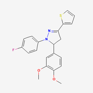 molecular formula C21H19FN2O2S B5118931 5-(3,4-dimethoxyphenyl)-1-(4-fluorophenyl)-3-(2-thienyl)-4,5-dihydro-1H-pyrazole 