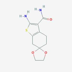 molecular formula C11H14N2O3S B511899 2-氨基-4,7-二氢-5H-螺[1-苯并噻吩-6,2'-[1,3]二氧杂环]-3-甲酰胺 CAS No. 848324-27-6
