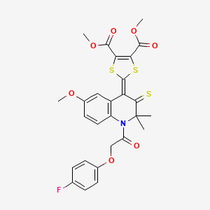 molecular formula C27H24FNO7S3 B5119048 dimethyl 2-[1-[(4-fluorophenoxy)acetyl]-6-methoxy-2,2-dimethyl-3-thioxo-2,3-dihydro-4(1H)-quinolinylidene]-1,3-dithiole-4,5-dicarboxylate 