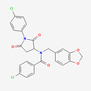 molecular formula C25H18Cl2N2O5 B5119128 N-(1,3-benzodioxol-5-ylmethyl)-4-chloro-N-[1-(4-chlorophenyl)-2,5-dioxo-3-pyrrolidinyl]benzamide 
