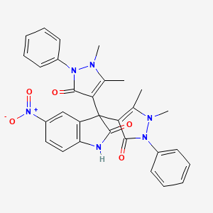 molecular formula C30H26N6O5 B5119133 3,3-bis(1,5-dimethyl-3-oxo-2-phenyl-2,3-dihydro-1H-pyrazol-4-yl)-5-nitro-1,3-dihydro-2H-indol-2-one 