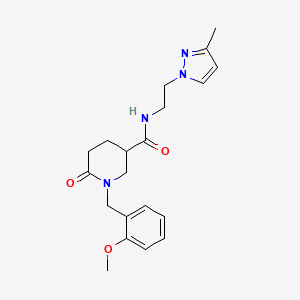 molecular formula C20H26N4O3 B5119143 1-(2-methoxybenzyl)-N-[2-(3-methyl-1H-pyrazol-1-yl)ethyl]-6-oxo-3-piperidinecarboxamide 