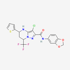 molecular formula C19H14ClF3N4O3S B5119160 N-1,3-benzodioxol-5-yl-3-chloro-5-(2-thienyl)-7-(trifluoromethyl)-4,5,6,7-tetrahydropyrazolo[1,5-a]pyrimidine-2-carboxamide CAS No. 6066-93-9